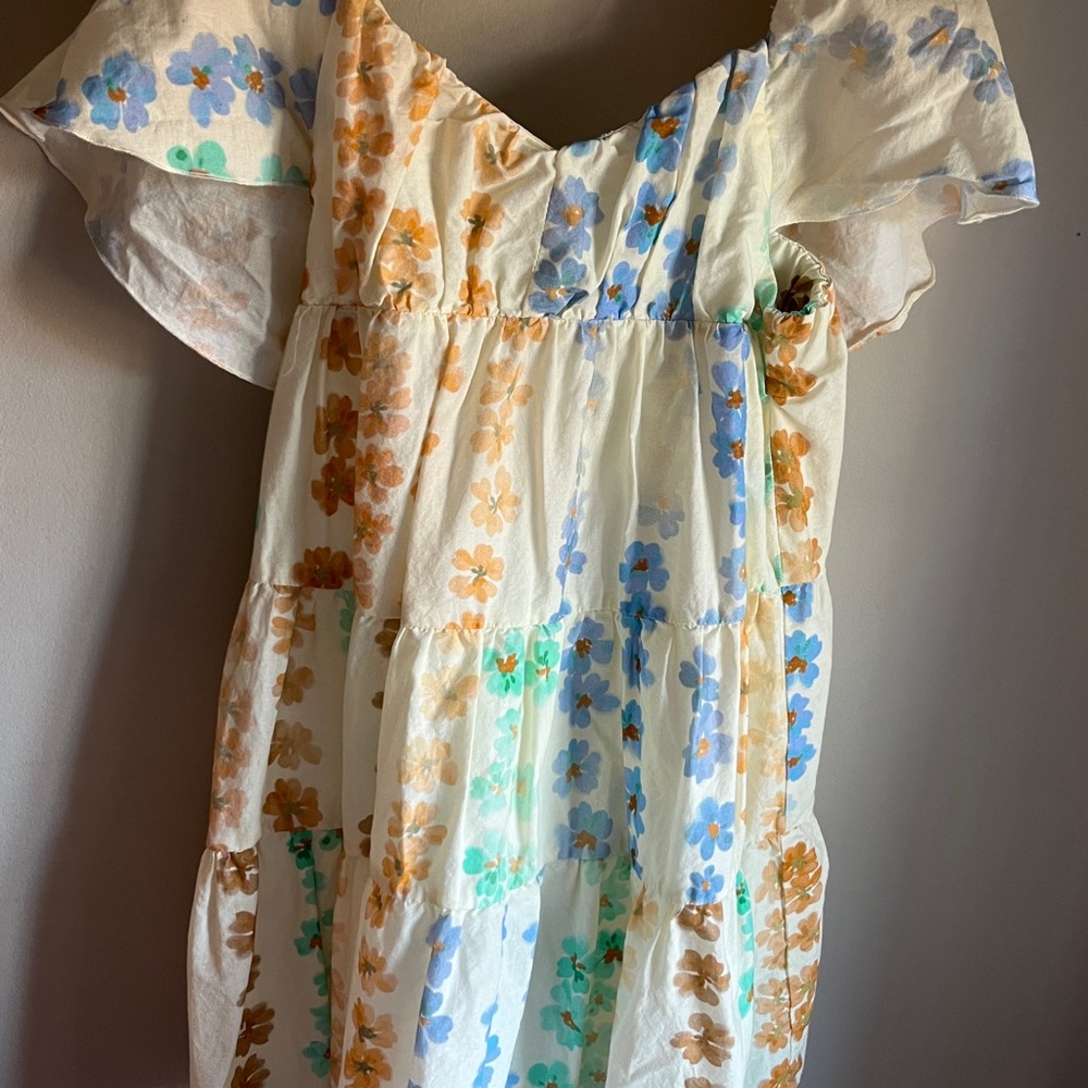 Zara Kids Dress with Blue and Orange Floral Design